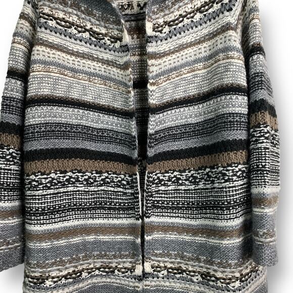 J. Jill Cardigan Sweater Wool Blend Fair Isle Nordic Striped Open Size Small - Picture 4 of 11